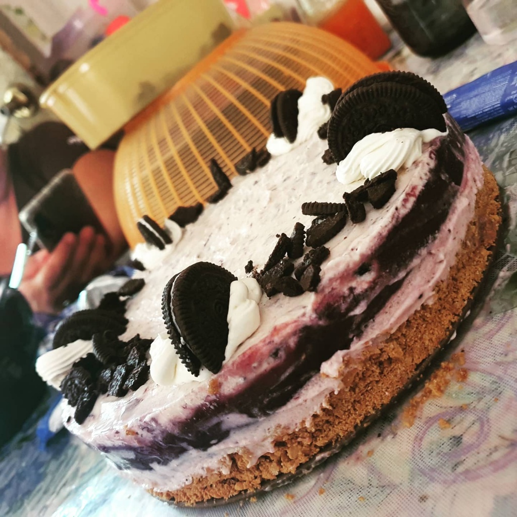 My no bake blueberry cheesecake! Happy bday to me.