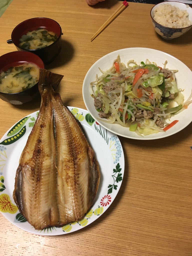 焼き魚と野菜炒め