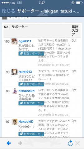 えー、、、、なんやかんやで、サポ100人到達してまし