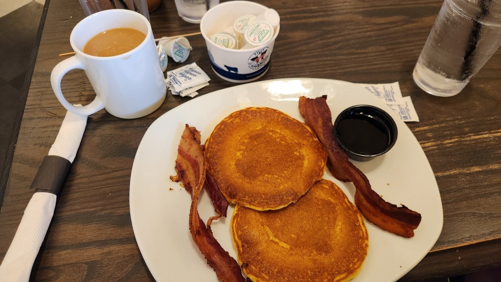 Pancakes and bacon 
