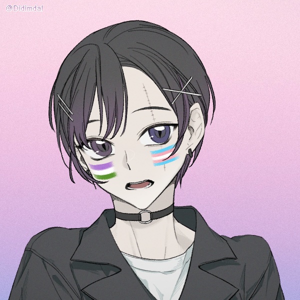 「黒夢音」（クロムん）の擬人化でぇす！