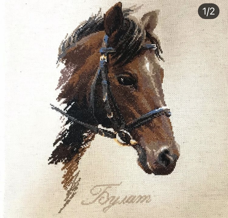 馬の毛糸刺繍🧶　完成🎉
