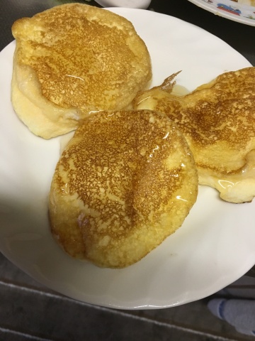 朝ごはんスフレパンケーキ～結構上手く作れた(*^^*)