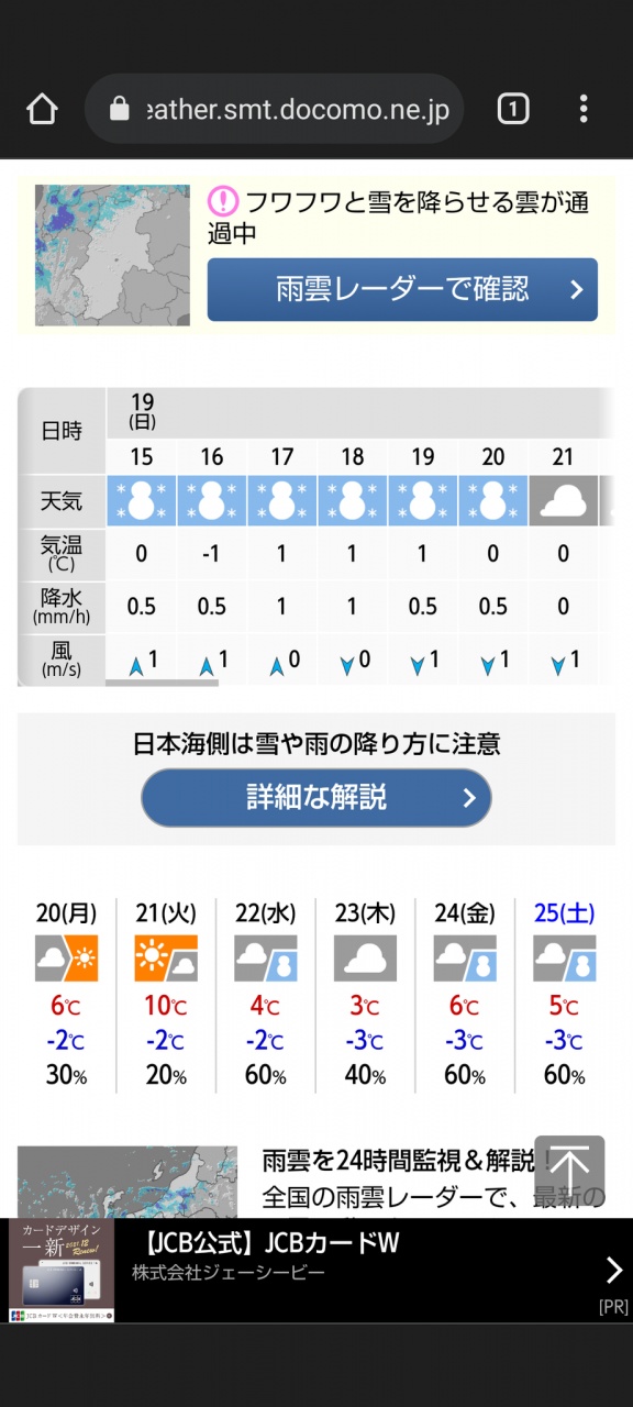 長野市のしばらくの天気です