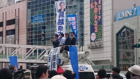 今日の１９時過ぎから渋谷の鳥越俊太郎候補者の街頭演