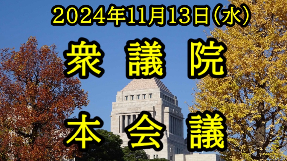 2024年11月13日(水) 国会審議予定（政治日程）
