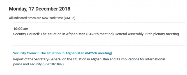 国連・安保理　24時から　今日はアフガニスタン