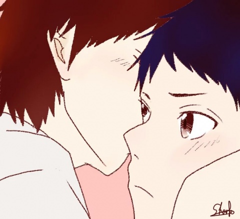 枠で描いたイラスト(ホモ)載せときますね