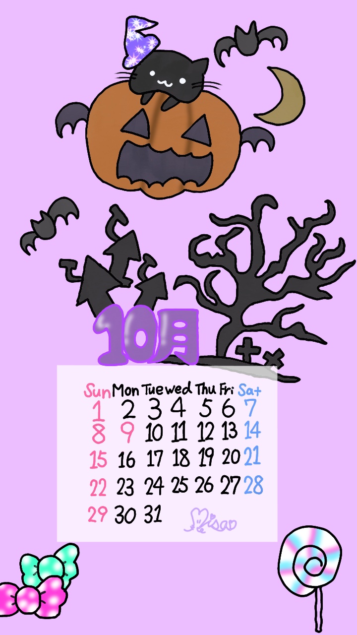 きょうの配信で描いた10月のカレンダー！
