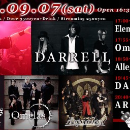 9/7(土) ARESZ/DARRELL/Allegiance Reign/Omelas/Elements of Verse
